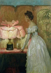 Lamplight Study of Interiör med Lady, 1891